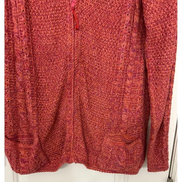 The Sweater Venture Cotton Pink Hand Knit Space Dye Zip Up Sweater Size XXL - Picture 5 of 10